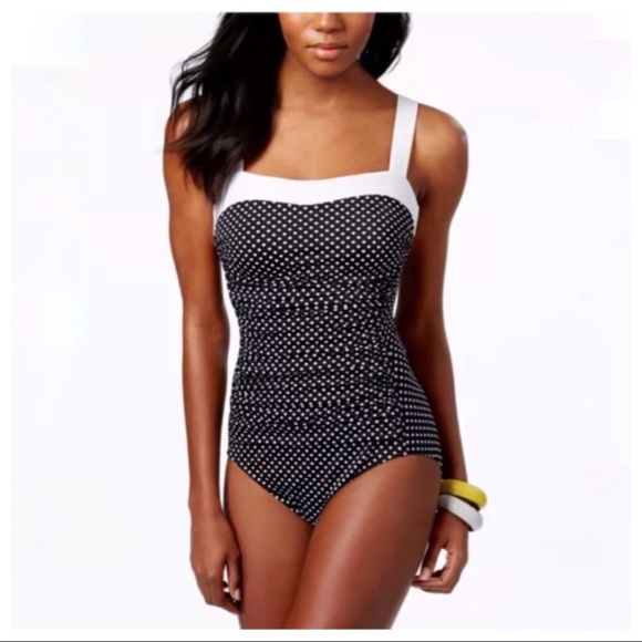 macy's black one piece swimsuit